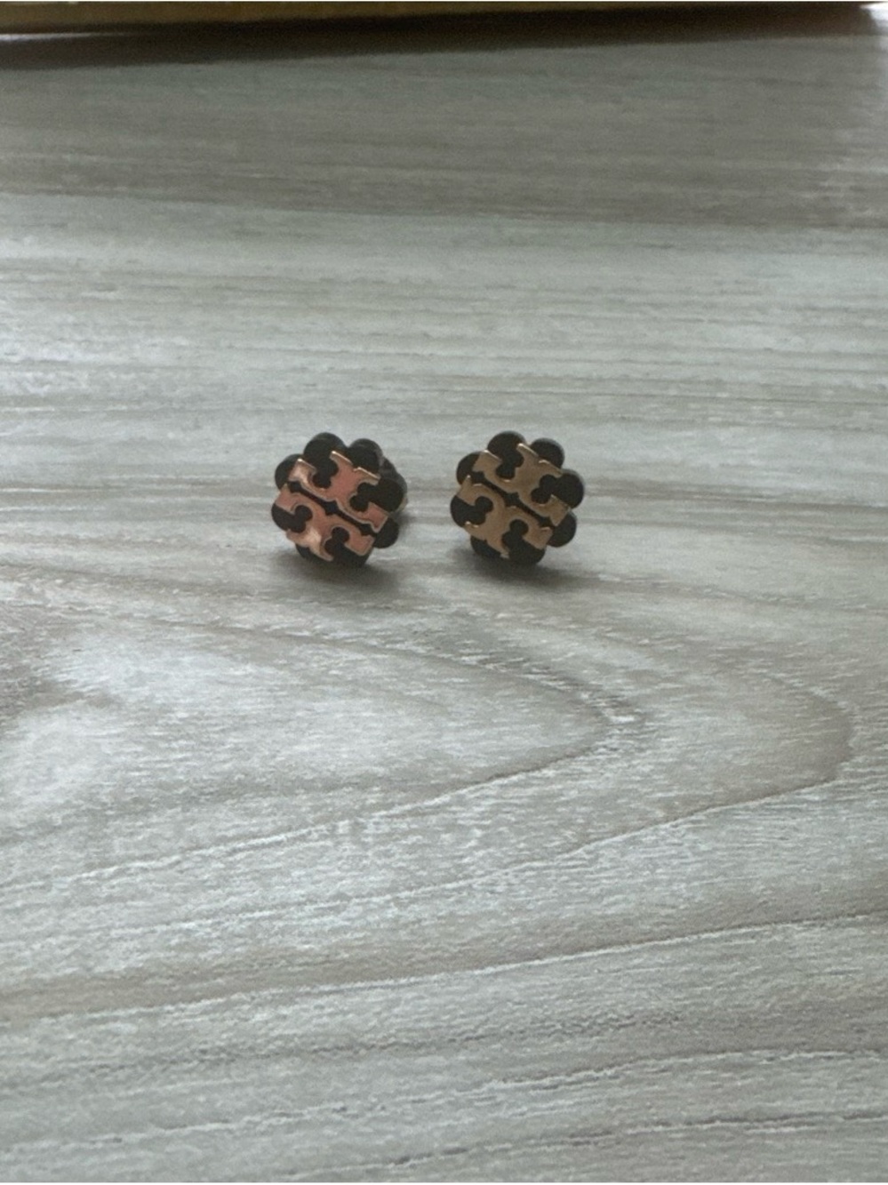 Tory Burch Black Logo Stud Earrings